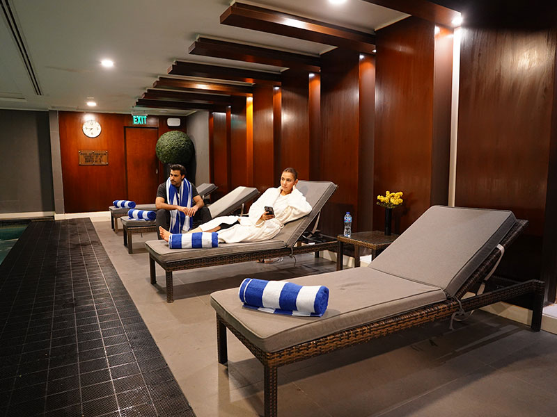 Hotel spa loungers furnished by Barry's Collection