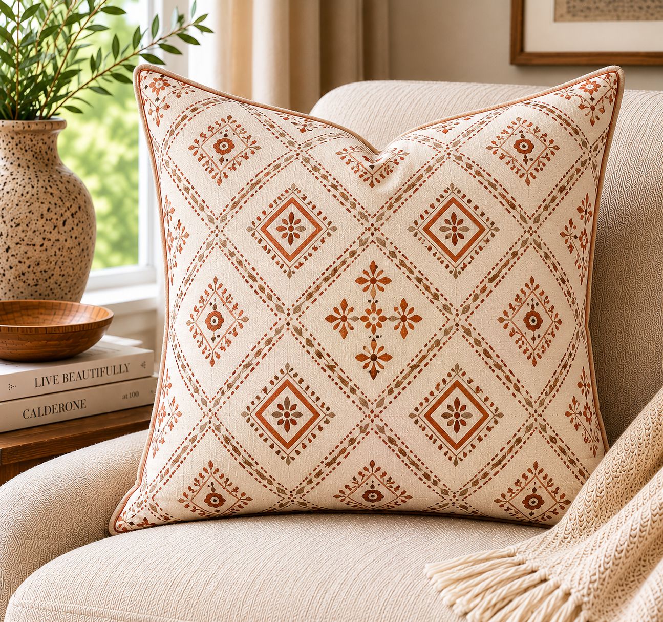 Block-Print Cushion — Geometric