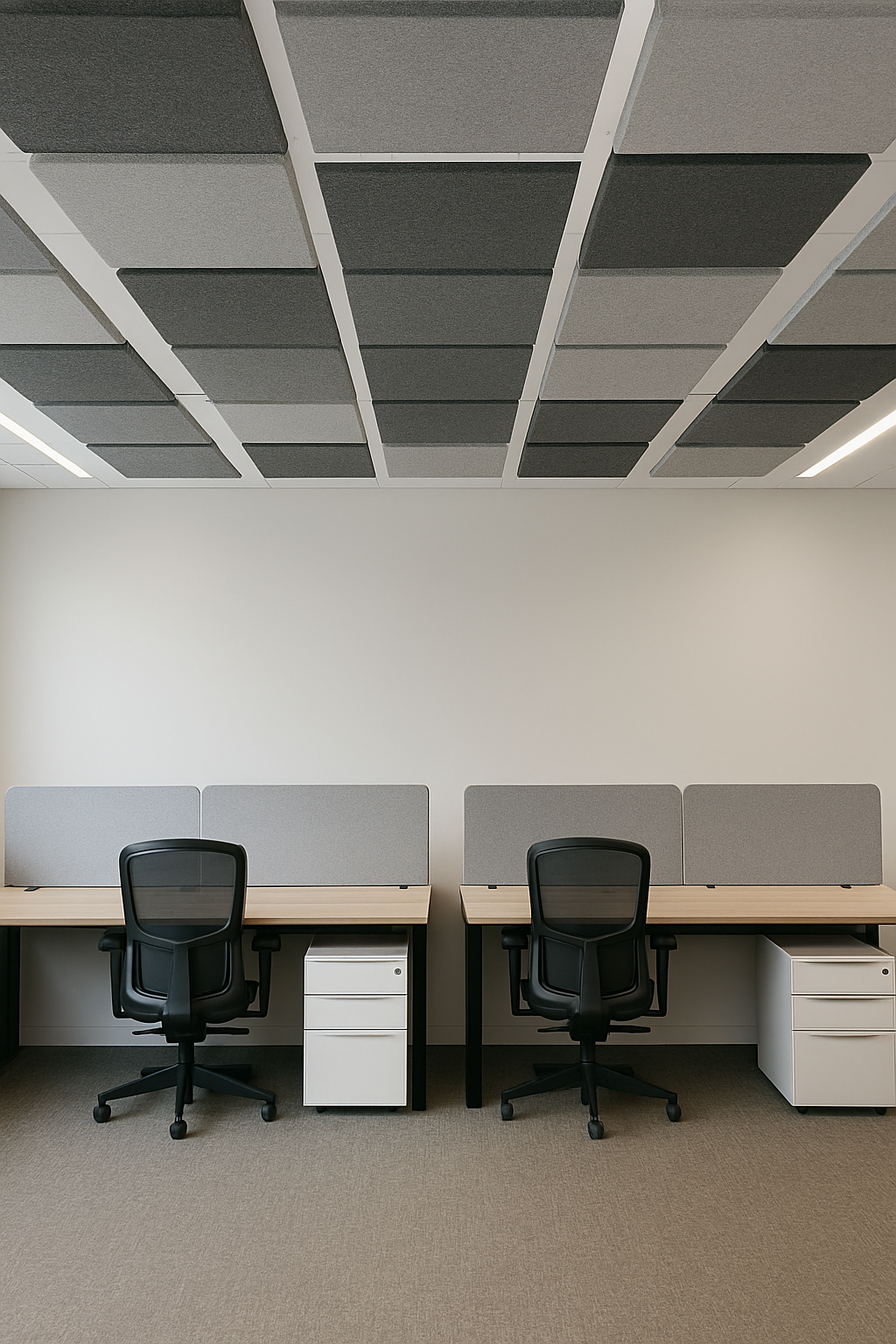 Acoustic Ceiling Panels Over Workstations