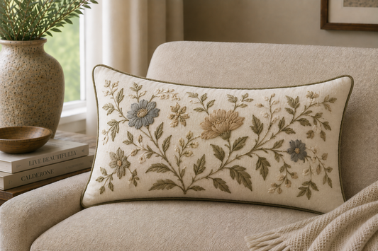 Embroidered Lumbar — Floral