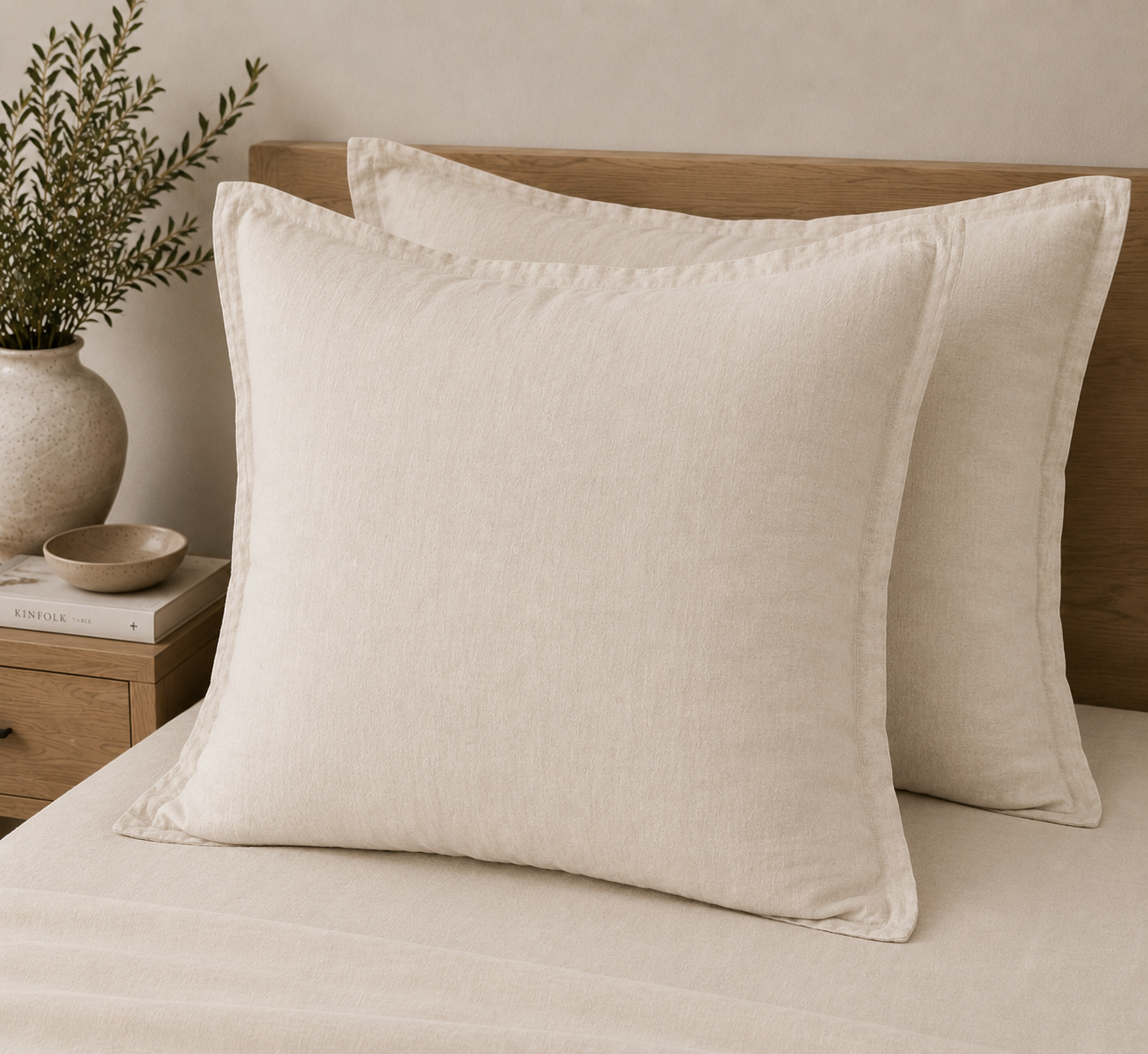 Euro Sham Pair — Linen Cream