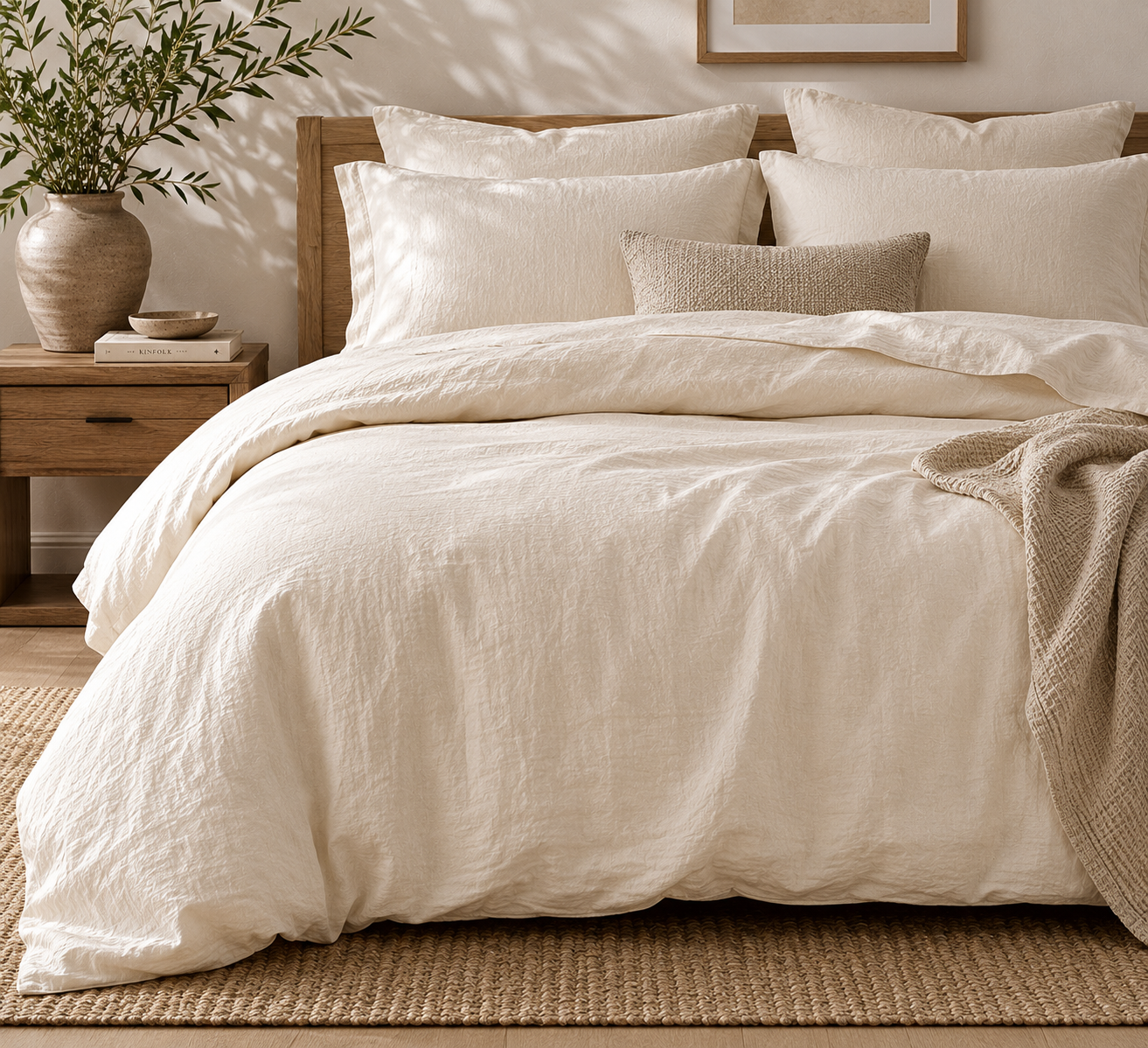Linen Duvet Cover — Cream (Queen)