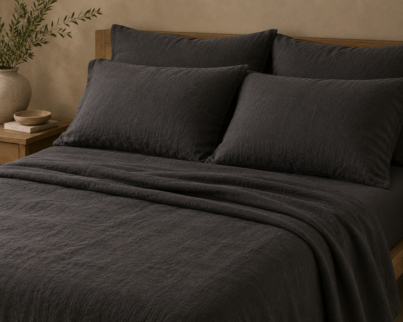 Linen Sheet Set — Charcoal (Queen)