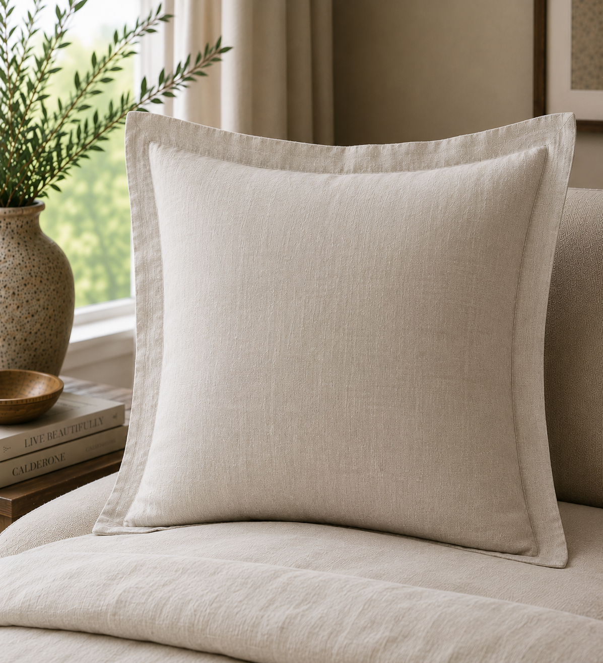 Sham Cover — Euro Linen Cream