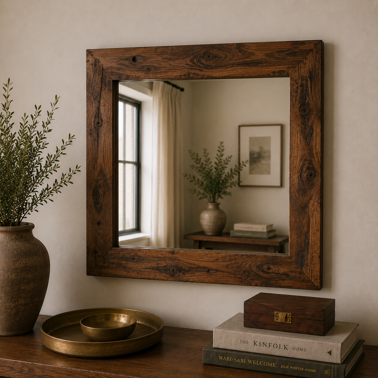 Sheesham Wood Mirror — Square