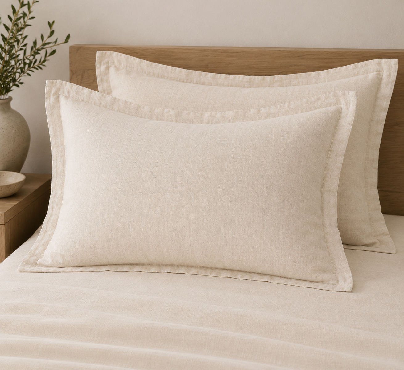 Standard Sham Pair — Linen Cream