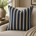 Striped Cushion — Indigo & Cream