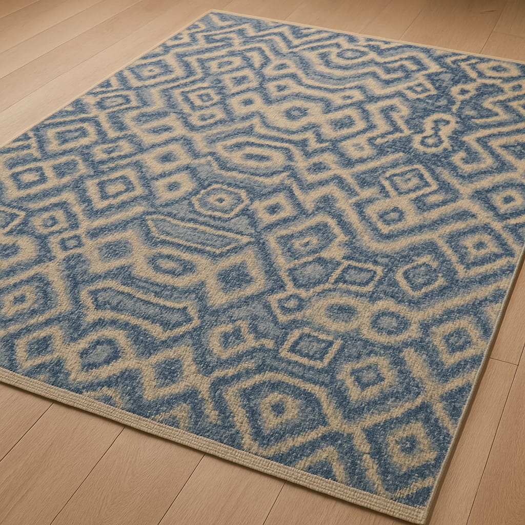 Blue Geometric Rug